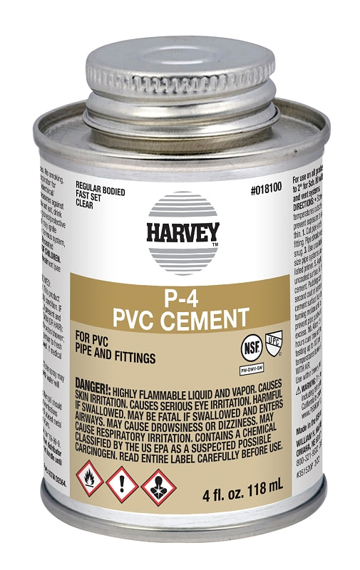 Harvey 18100-24 Regular-Bodied Fast Set Cement, 4 oz Can, Liquid, Clear