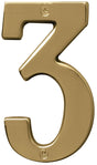 Hy-Ko Prestige Series BR-51PB/3 House Number, Character: 3, 5 in H Character, Brass Character, Brass, Pack of 3
