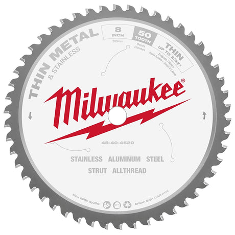 Milwaukee 48-40-4520 Circular Saw Blade, 8 in Dia, 5/8 in Arbor, 50-Teeth, Cement Cutting Edge