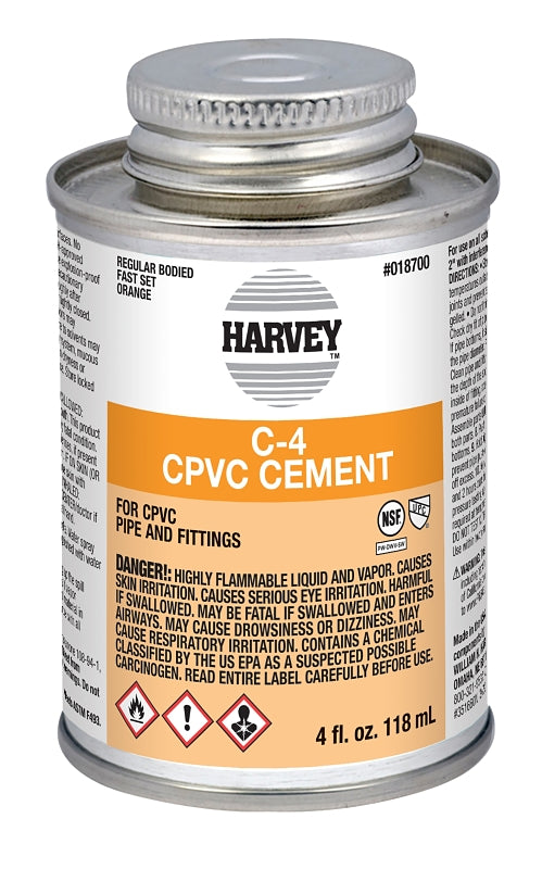 Harvey C-4 Series 18700-24 Regular-Bodied Cement, 4 oz Can, Liquid, Orange