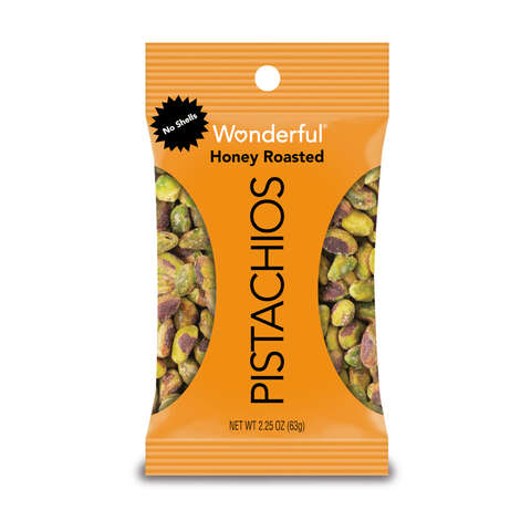 Wonderful Honey Roasted Pistachios 2.25 oz Bagged, Pack of 8