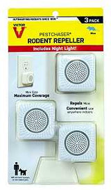 Victor M753K Rodent Repellent, Plug-In, 1.69 in L, 1-3/4 in W, 1-3/4 in H, Repels: Mice, Rats, 3 PK