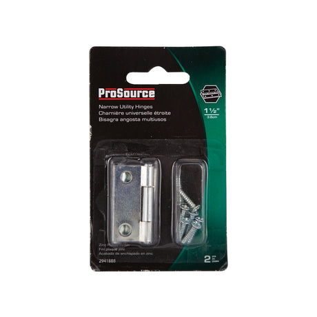 ProSource LR-048-PS Cabinet Hinge, Steel, Zinc, Fixed Pin, 180 deg Range of Motion, Full Mortise Mounting, 7 (Pair) lb
