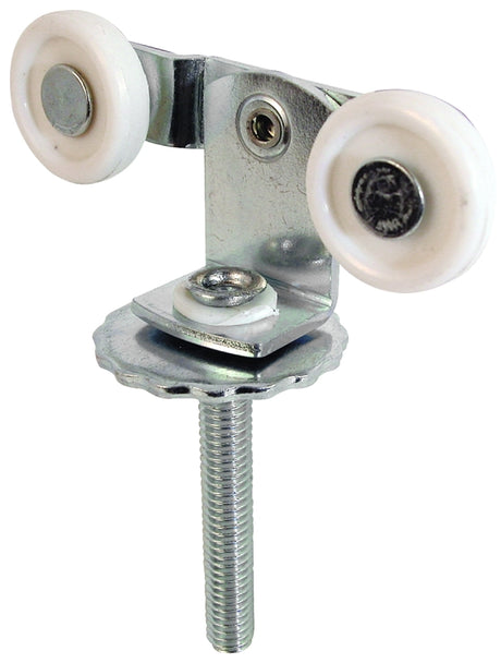 Prime-Line N 6529 Roller Assembly, 1 in Dia Roller, 1/4 in W Roller, Nylon/Steel, Silver, 2-Roller, 60 lb