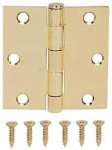 ProSource LR-705-PS Square Corner Door Hinge, Steel, Polished Brass, Loose Pin, 180 deg Range of Motion