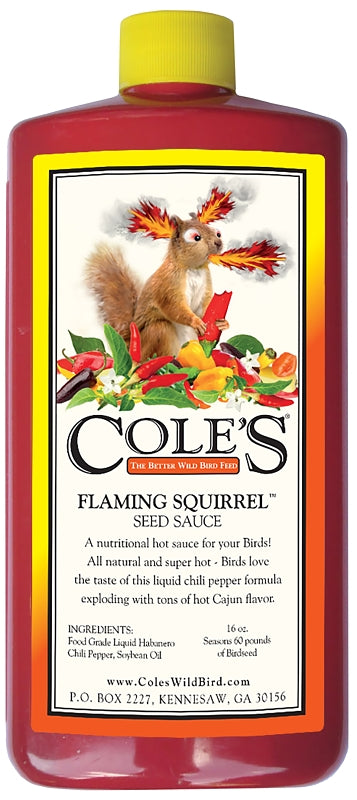Cole's Flaming Squirrel Seed Sauce FS16 Soybean Oil Bird Seed, 16 oz, Cajun, Bottle