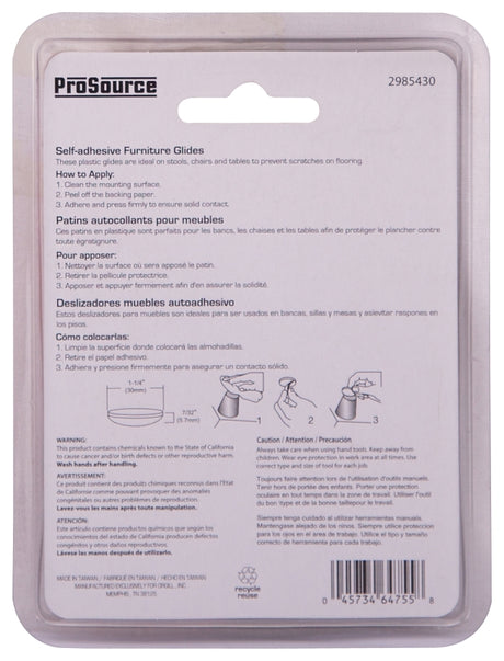 ProSource FE-50119-PS Furniture Glide, PTFE, Blue, Blue, 1-1/4 x 1-1/4 x 7/32 in Dimensions