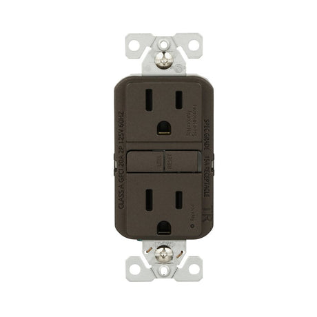Eaton TRGF15RB-BX-L Self-Test GFCI Receptacle, 125 V, 15 A, NEMA: NEMA 5-15R, Back, Side Wiring, Oil-Rubbed Bronze