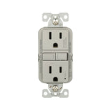 Eaton TRGF15SG-BX-L Self-Test GFCI Receptacle, 125 V, 15 A, NEMA: NEMA 5-15R, Back, Side Wiring, Silver Granite
