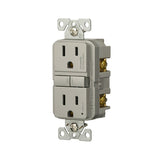 Eaton TRGF15SG-BX-L Self-Test GFCI Receptacle, 125 V, 15 A, NEMA: NEMA 5-15R, Back, Side Wiring, Silver Granite