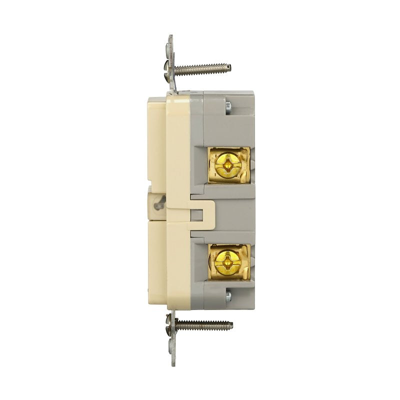Eaton TRGF15V Self-Test GFCI Receptacle, 125 V, 15 A, NEMA: NEMA 5-15R, Back, Side Wiring, Ivory