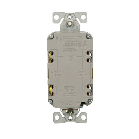 Eaton TRGF15V-3-L Self-Test GFCI Receptacle, 125 V, 15 A, NEMA: NEMA 5-15R, Back, Side Wiring, Ivory