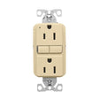 Eaton TRGF15V-3-L Self-Test GFCI Receptacle, 125 V, 15 A, NEMA: NEMA 5-15R, Back, Side Wiring, Ivory