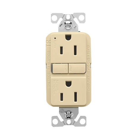 Eaton TRGF15V-3-L Self-Test GFCI Receptacle, 125 V, 15 A, NEMA: NEMA 5-15R, Back, Side Wiring, Ivory