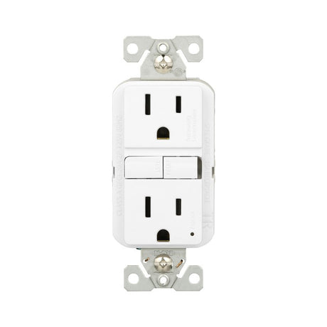 Eaton TRGF15W-3-L Self-Test GFCI Receptacle, 125 V, 15 A, NEMA: NEMA 5-15R, Back, Side Wiring, White