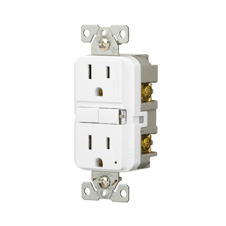 Eaton TRGF15W-3-L Self-Test GFCI Receptacle, 125 V, 15 A, NEMA: NEMA 5-15R, Back, Side Wiring, White