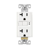 Eaton TRGF20W Tamper-Resistant Self-Test GFCI Receptacle, 125 V, 20 A, NEMA: NEMA 5-20R, Back, Side Wiring, White