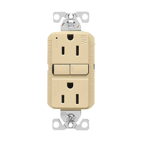 Eaton TWRGF15V Self-Test GFCI Receptacle, 125 V, 15 A, NEMA: NEMA 5-15R, Back, Side Wiring, Ivory