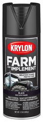 Krylon K01931007 Farm Equipment Spray, Gloss, Black, 12 oz, Pack of 6