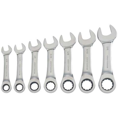 Craftsman SAE Stubby Ratcheting Combination Wrench Set 7 pc