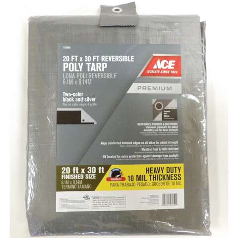 Ace 20 ft. W X 30 ft. L Heavy Duty Polyethylene Tarp Black/Silver, Pack of 2