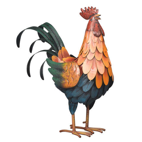 Regal Art & Gift Multicolored Metal 15.75 in. H Golden Rooster Statue