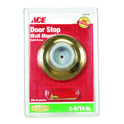 Ace 2-5/16 in. W Solid Brass Gold Wall Door Stop Mounts to door and wall