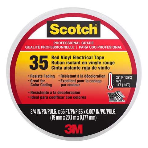 3M Scotch 3/4 in. W X 66 ft. L Red Vinyl Electrical Tape, Pack of 10