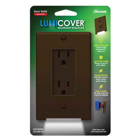 Westek LumiCover Aged Bronze 1 gang Plastic Duplex Wall Plate 1 pk