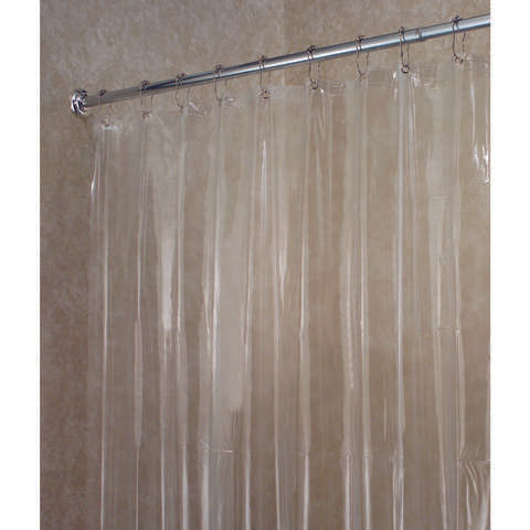 iDesign 72 in. H X 96 in. W Clear Solid Shower Curtain Liner Vinyl