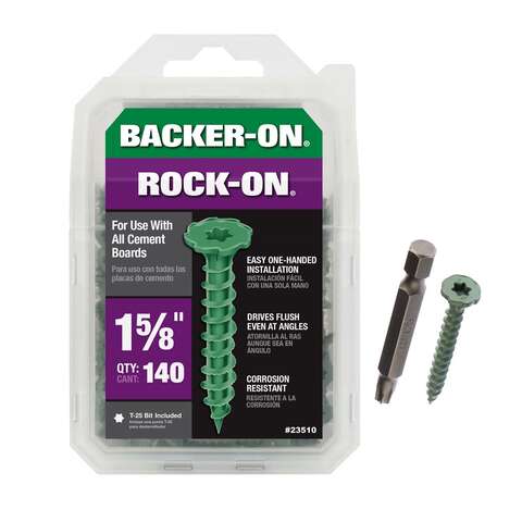 Backer-On Rock-On No. 9 X 1-5/8 in. L Star Flat Head Serrated Cement Board Screws