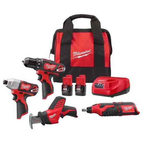 Milwaukee M12 Cordless Brushed 4 Tool Combo Kit