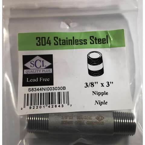 Anvil 3/8 in. MPT Stainless Steel 3 in. L Nipple