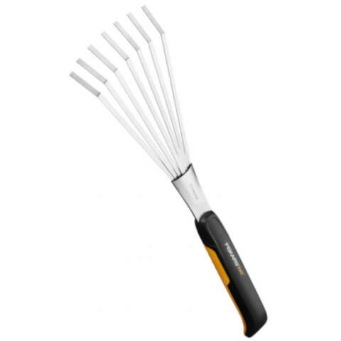 Fiskars Xact 17.24 in. 7 Tine Steel Garden Rake Poly Handle