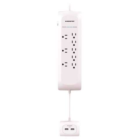 Monster Just Power It Up 4 ft. L 8 outlets Surge Protector w/USB White 1080 J