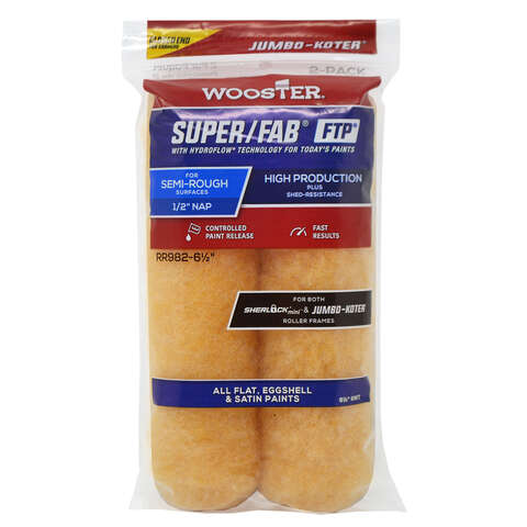 Wooster Super/Fab FTP Knit 6 1/2 in. W X 1/2 in. Jumbo Paint Roller Cover 2 pk, Pack of 12