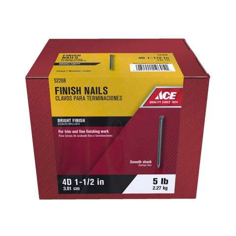 Ace 4D 1-1/2 in. Finishing Bright Steel Nail Countersunk Head 5 lb