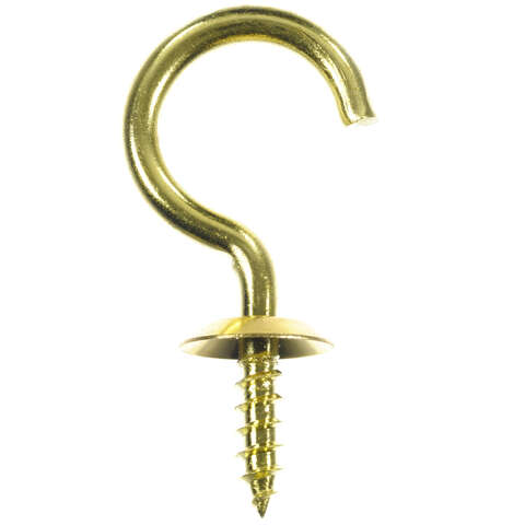 Ace Medium Polished Brass Green Brass 1.5 in. L Cup Hook 25 lb 4 pk, Pack of 5