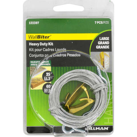 HILLMAN WallBiter Brass-Plated Heavy Duty Picture Hook Kit 60 lb 1 pk