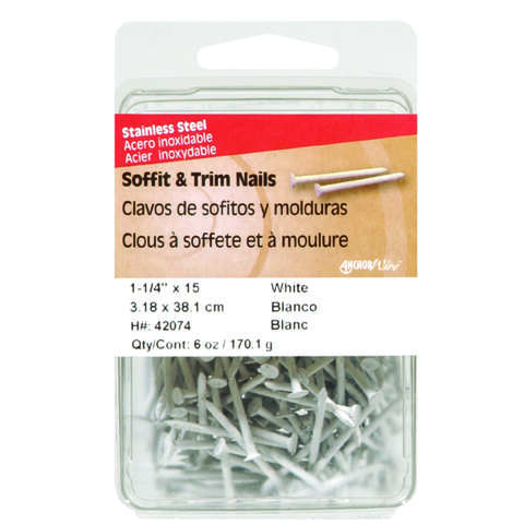 HILLMAN 1-1/4 in. Soffit and Trim Stainless Steel Nail Flat Head, Pack of 5