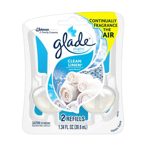 Glade Plug-Ins Clean Linen Scent Air Freshener Refill 1.34 oz Liquid, Pack of 6