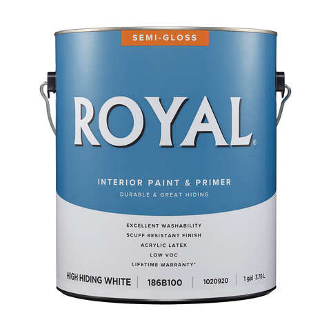 Royal Semi-Gloss High Hiding White Paint Interior 1 gal, Pack of 4