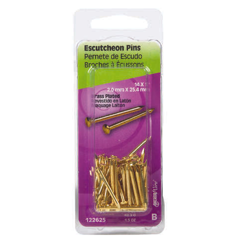 Hillman 14 Ga. X 1 in. L Brass-Plated Steel Escutcheon Pins 1 pk 1.5 oz, Pack of 6