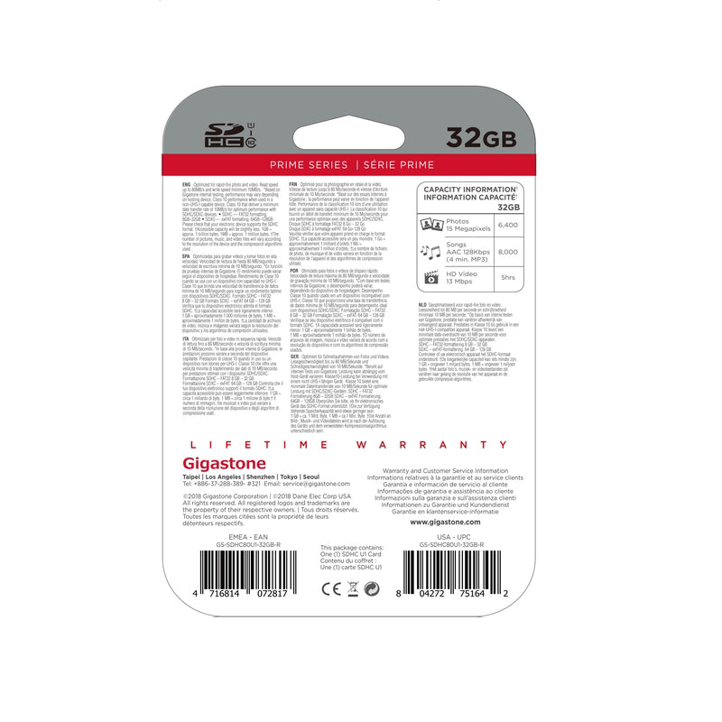 Gigastone 32 GB SDHC Flash Memory Card 1 pk