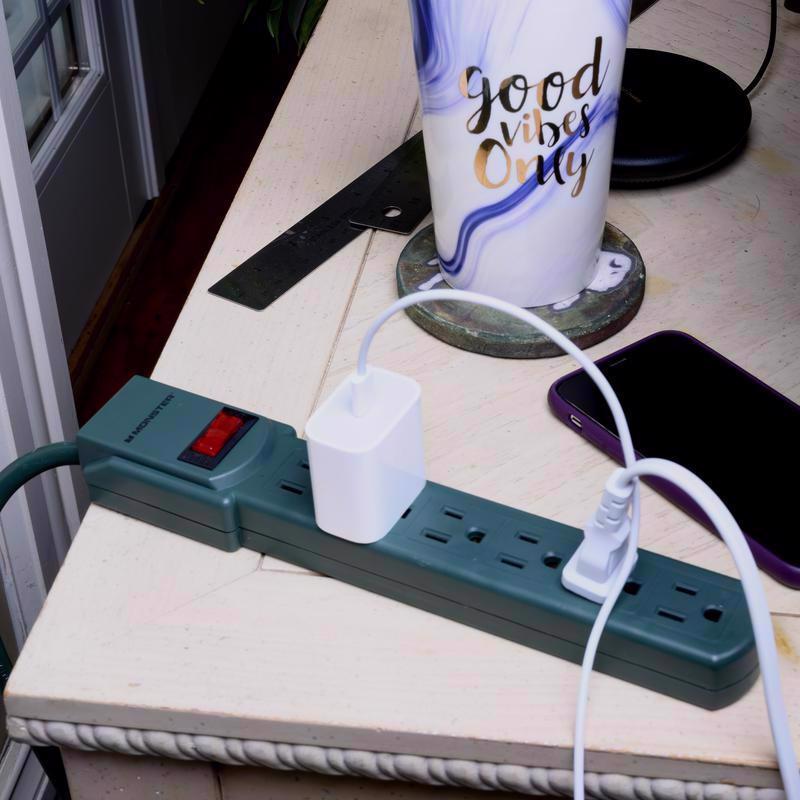 Monster Just Power It Up 3 ft. L 6 outlets Power Strip Green