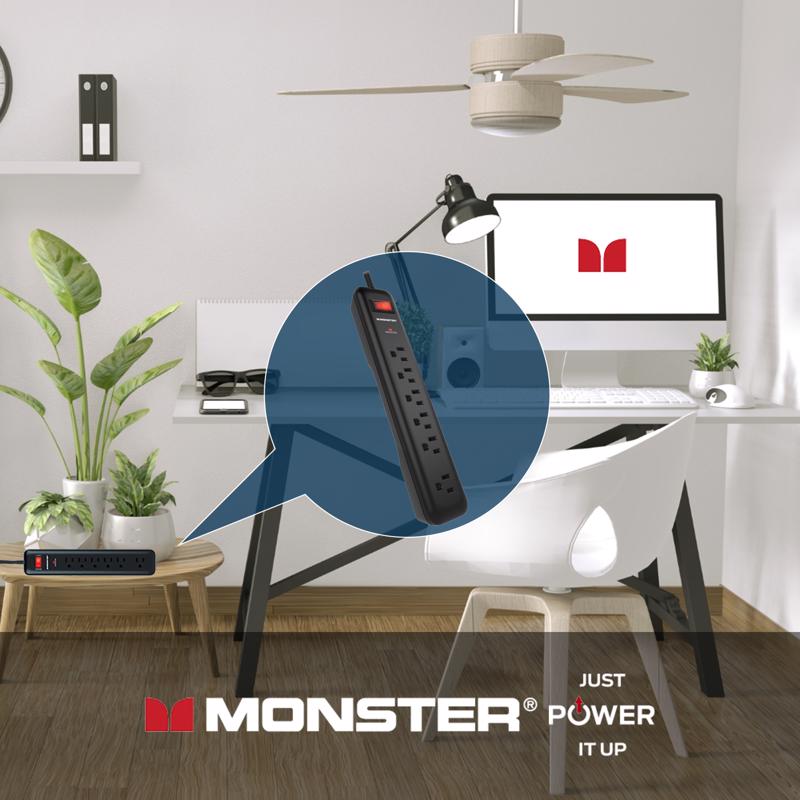 Monster Just Power It Up 4 ft. L 6 outlets Surge Protector Black 1080 J