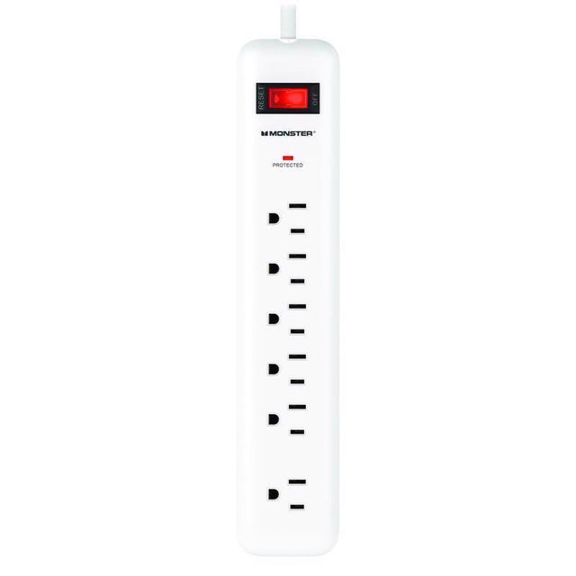 Monster Just Power It Up 15 ft. L 6 outlets Surge Protector White 1080 J