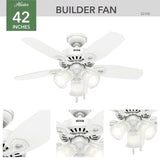 Hunter Builder 42 in. Snow White LED Indoor Ceiling Fan