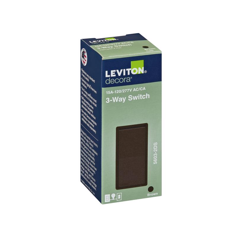 Leviton Decora 15 amps Three Pole Rocker AC Quiet Switch Brown 1 pk