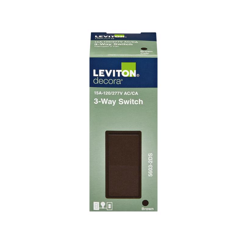 Leviton Decora 15 amps Three Pole Rocker AC Quiet Switch Brown 1 pk